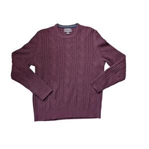 BLACK-BROWN 2 PLY 100% Cashmere, CREWNECK sweater; SO SOFT!! XL; Maroon